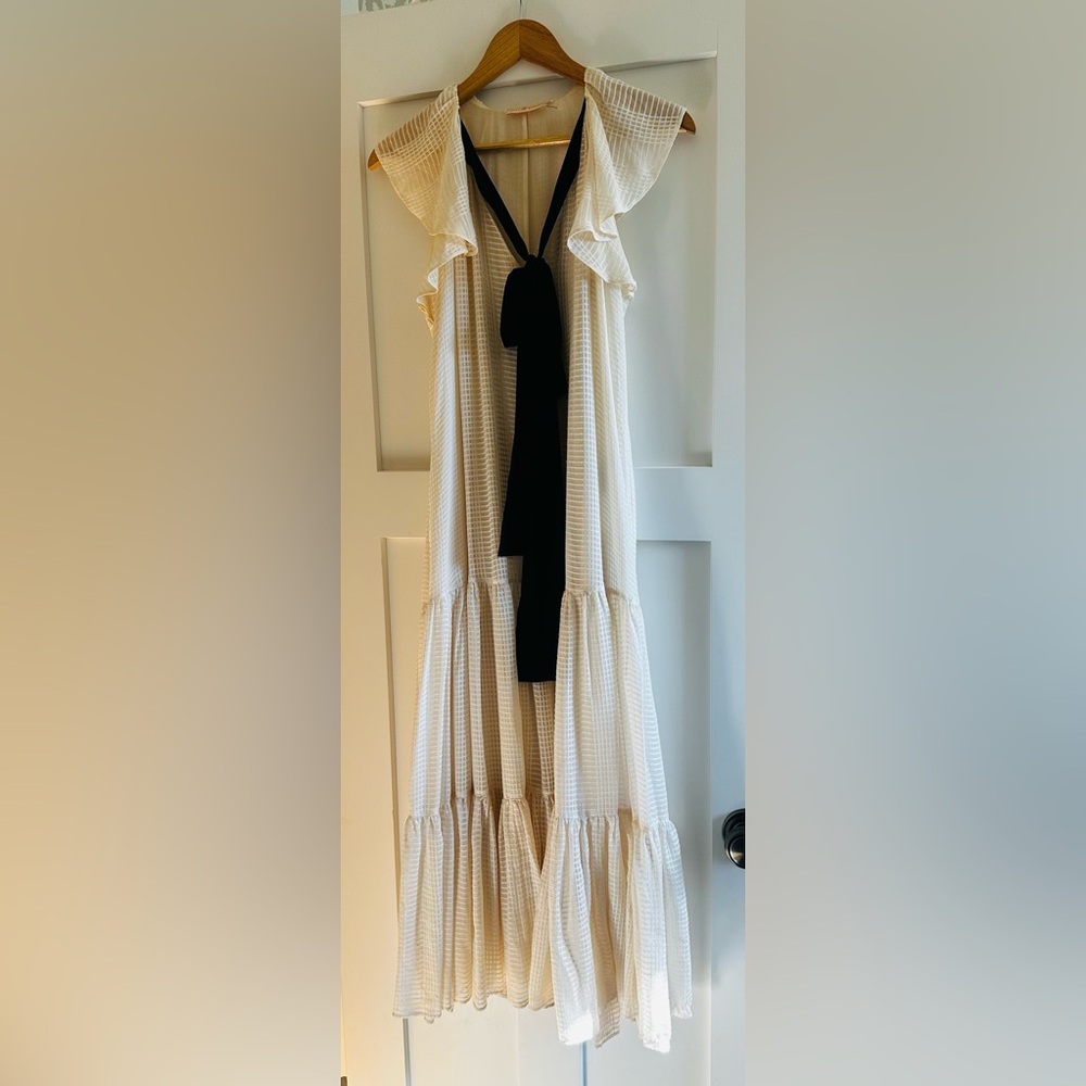 Tory Burch ivory silk maxi dress